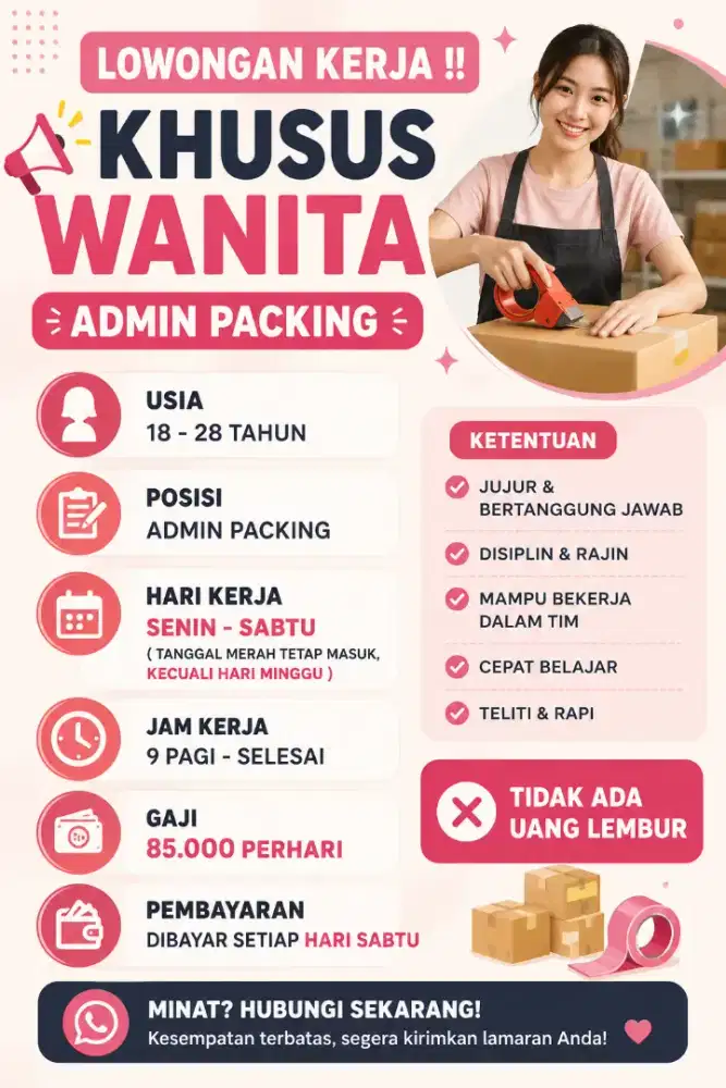 LOWONGAN UNTUK WANITA !