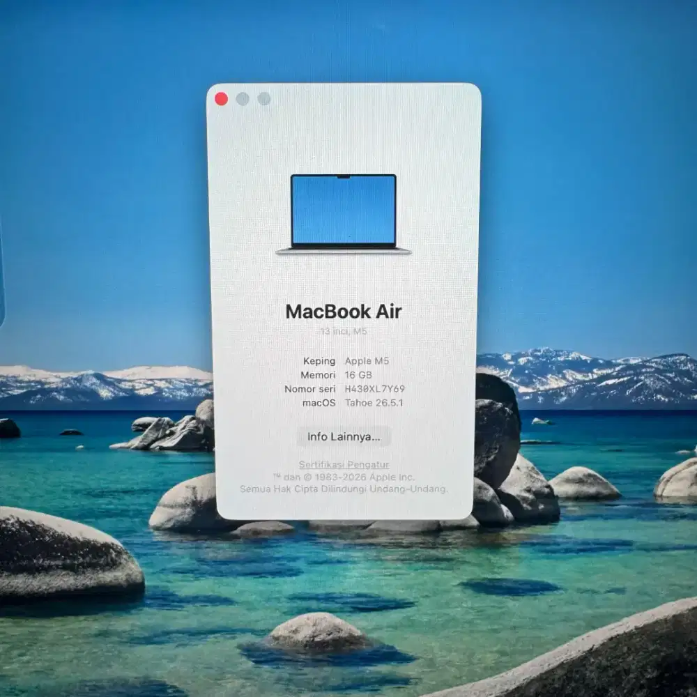 Macbook Air M5 13 Inch BNOB Ibox Ram 16 Ssd 512 lengkap full set blue