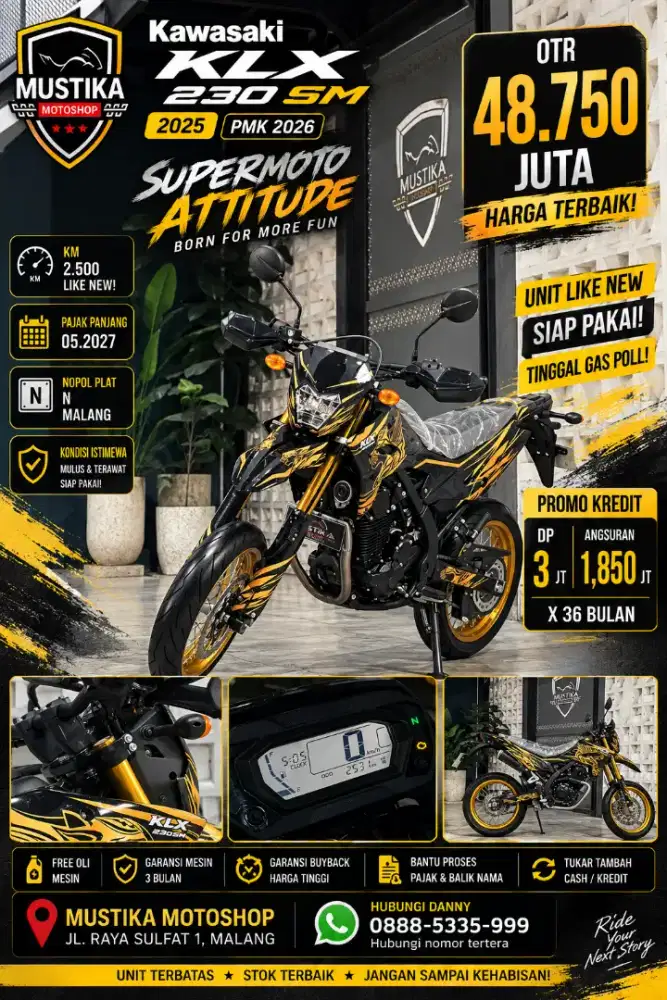 KM 2rb Gress‼️Kawasaki KLX 230 SM 2025 PMK 26. N Malang. DANNY Mustika