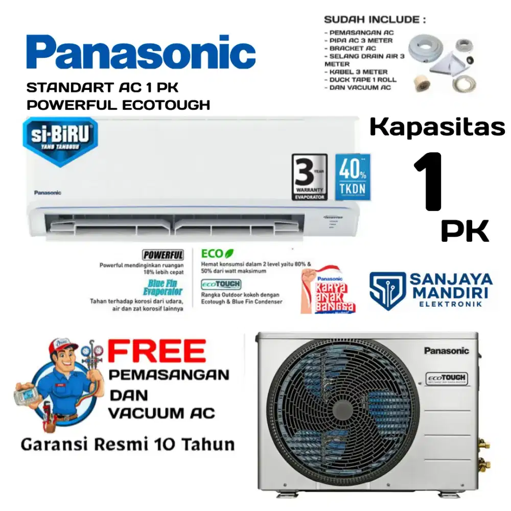 FREE PASANG! PANASONIC AC 1 PK CS-YN9AKJ ECO TOUGH NANOE-X BlueFin R32