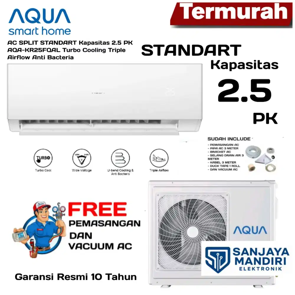 FREE PASANG! AQUA AC 2.5 PK STANDART TurboCool AQA-25FQAL R32