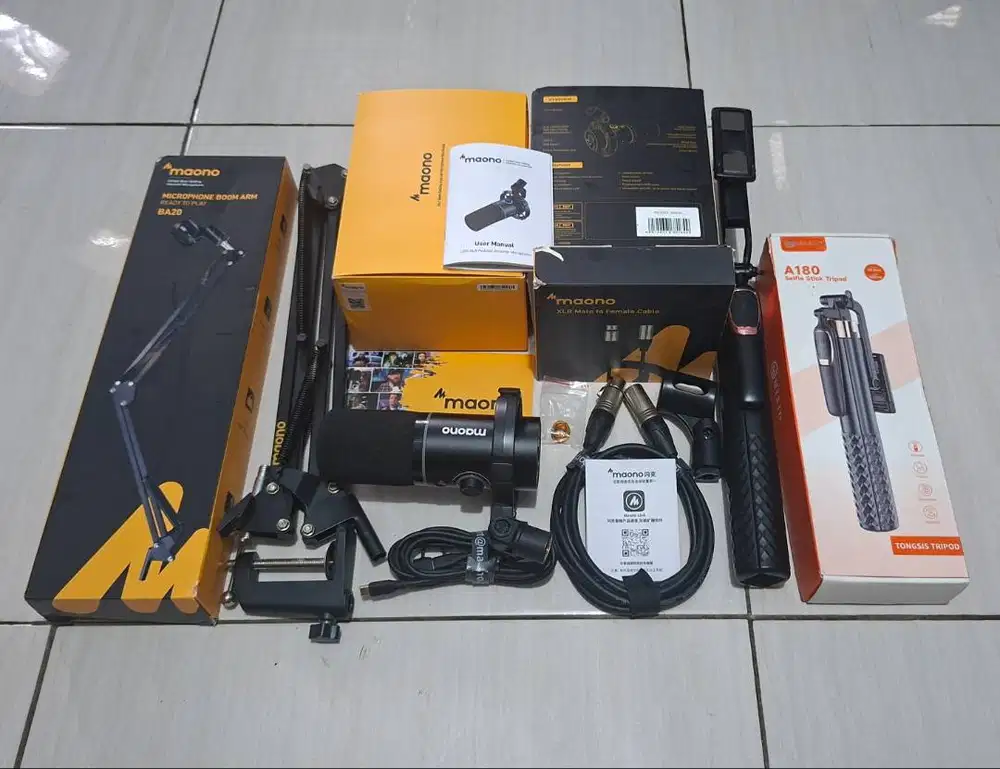 Mic Condenser Maono PD200X Set Lengkap Siap Pakai