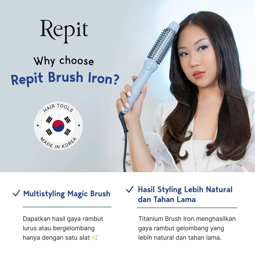 Repit Magic Brush Iron 2in1 30mm (Powder Blue)