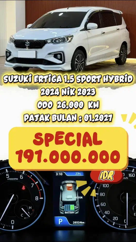 [ ODO 26.000 KM ] SUZUKI ERTIGA 1.5 SPORT HYBRID AT 2024 NIK 2023