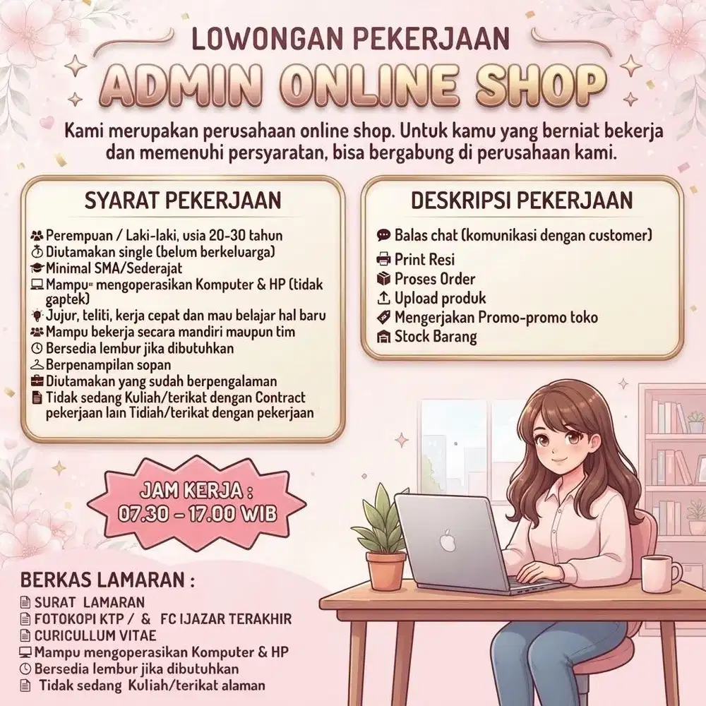 Lowongan kerja admin online shop