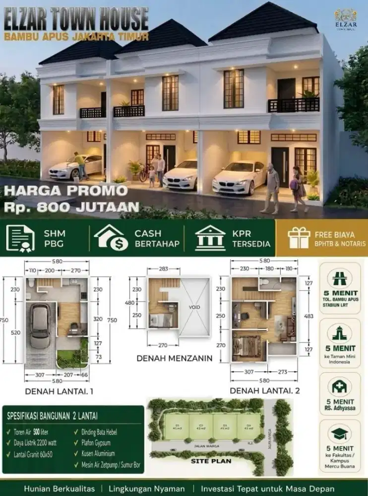 Jual rumah 2 lt indent 4bln