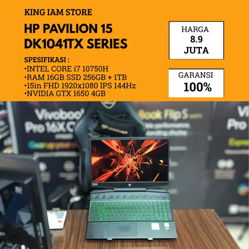 HP PAVILION GAMING 15 DK1041TX INTEL CORE i7 NVIDIA GTX 1650 RAM 16GB