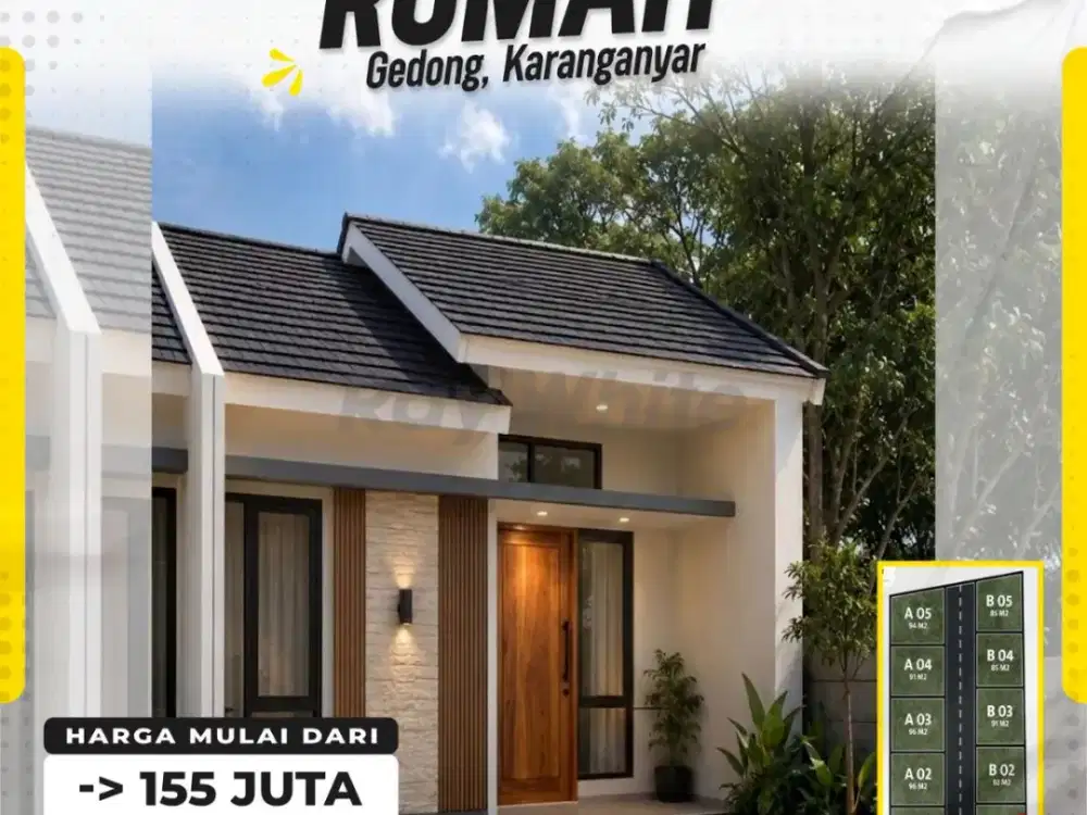 DIJUAL RUMAH MINIMALIS MODERN HARGA TERJANGKAU DI GEDONG, KARANGANYAR