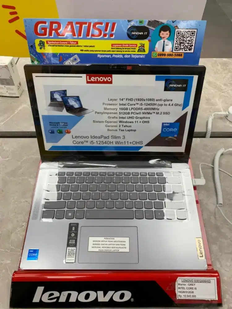 Lenovo IdeaPad Slim 3 Core i5 12450H 16GB 512GB | Cicilan Home Credit