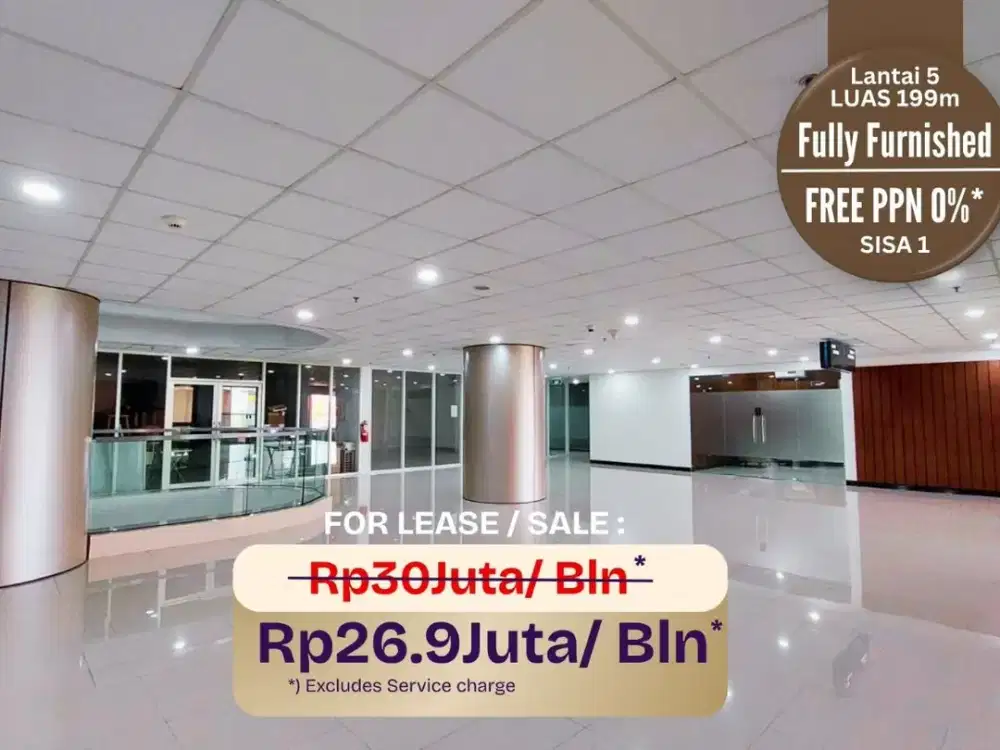 FREE PPN 0%. Sewa kantor office fully furnish [199m] PRAXIS Genteng dekat siloam tunjungan