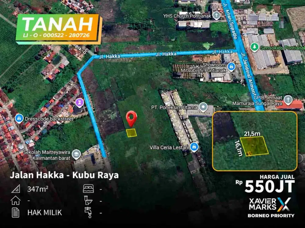Tanah Strategis 347 m² di Jalan Hakka – SHM