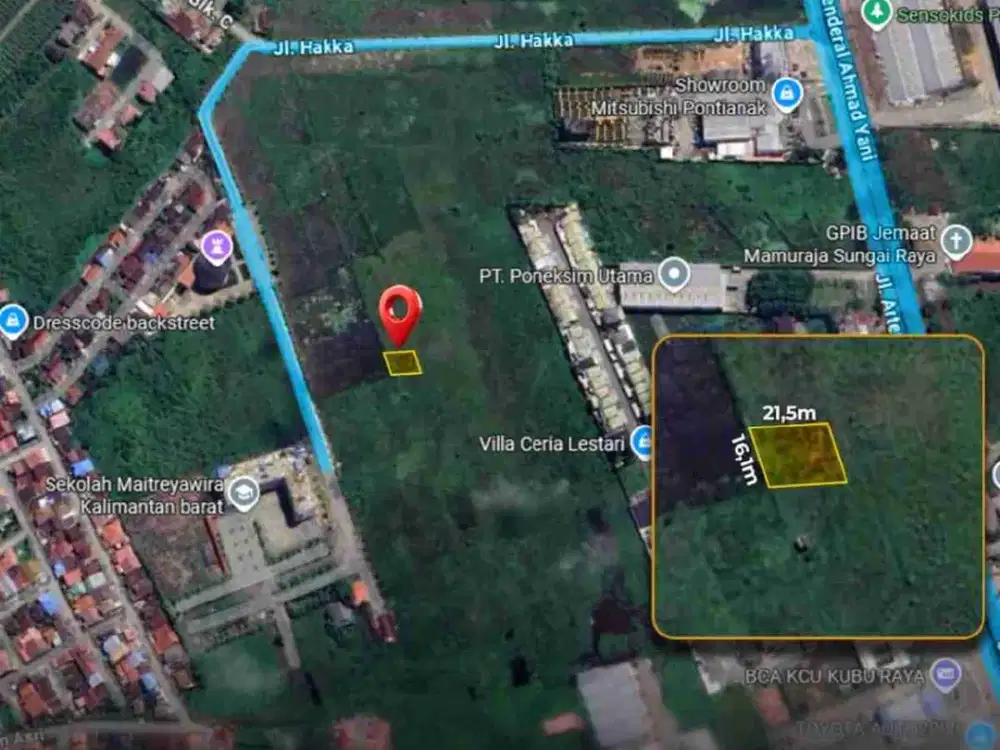 Tanah SHM 347 m² Jalan Hakka Kubu Raya – 2 Kavling Berdampingan