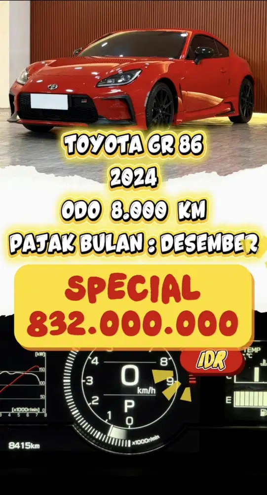[ ODO 8.000 KM ] TOYOTA GR 86 2.4 AT 2024 GARANSI 5 TAHUN
