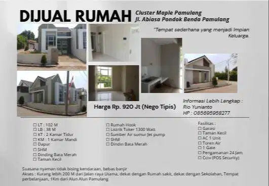 DIJUAL RUMAH DAERAH PAMULANG TANGERANG SELATAN