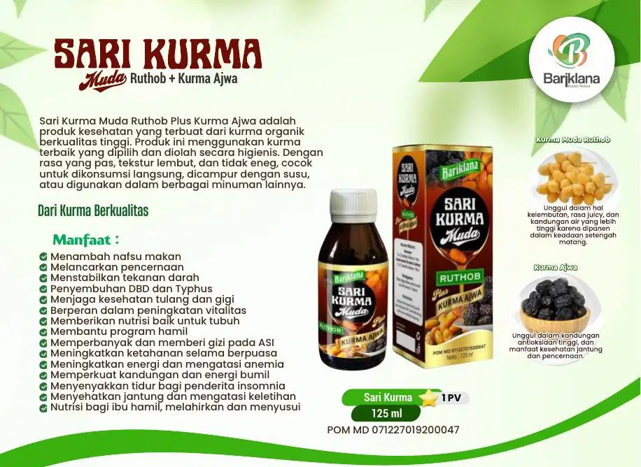 Sari Kurma Muda Ruthob Plus Kurma Ajwa untuk mengobati DBD dan Types
