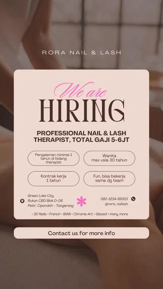 Lowongan Kerja Therapist Nail & Eyelash