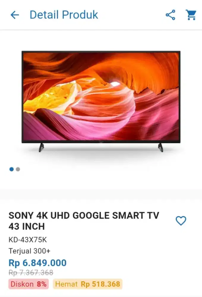 CICILAN SONY 4K UHD GOOGLE SMART TV 43 INCH