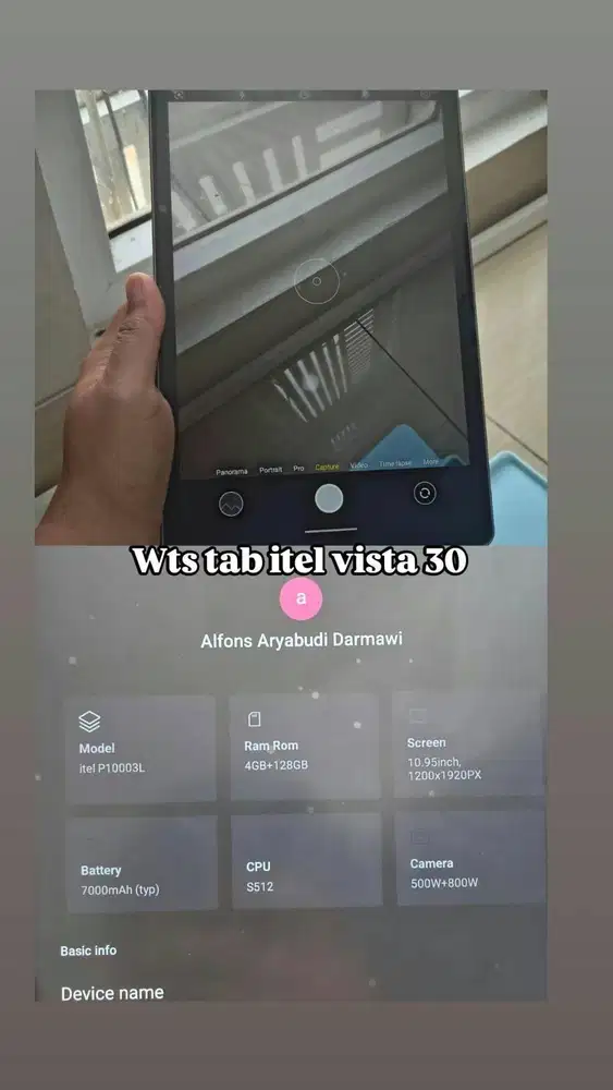 Jual Tablet Itel Vista Tab 30 Fullset charger ada dus dan keyboard nya