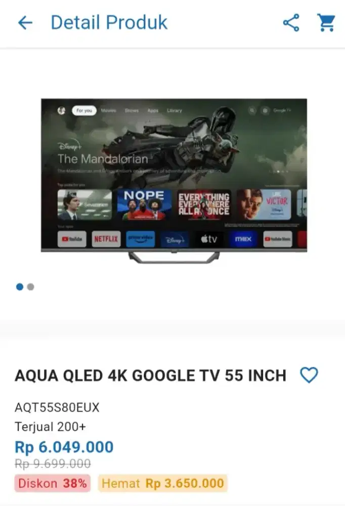 CICILAN POLYTRON QLED 4K GOOGLE TV 55 INCH
