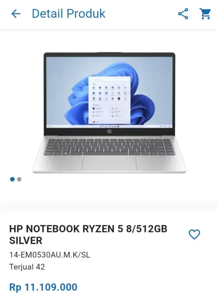 CICILAN HP NOTEBOOK RYZEN 5 8/512GB SILVER