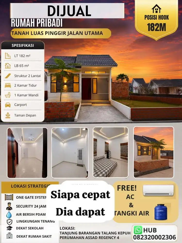 Dijual Rumah Hook Siap Huni Tanjung Barangan Cluster Assad Regency 4