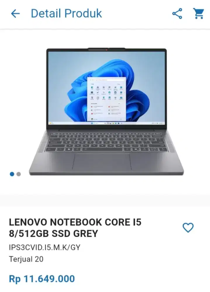 CICILAN LENOVO NOTEBOOK CORE I5 8/512GB SSD GREY