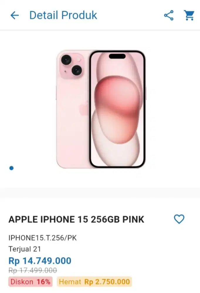 CICILAN APPLE IPHONE 15 256GB PINK