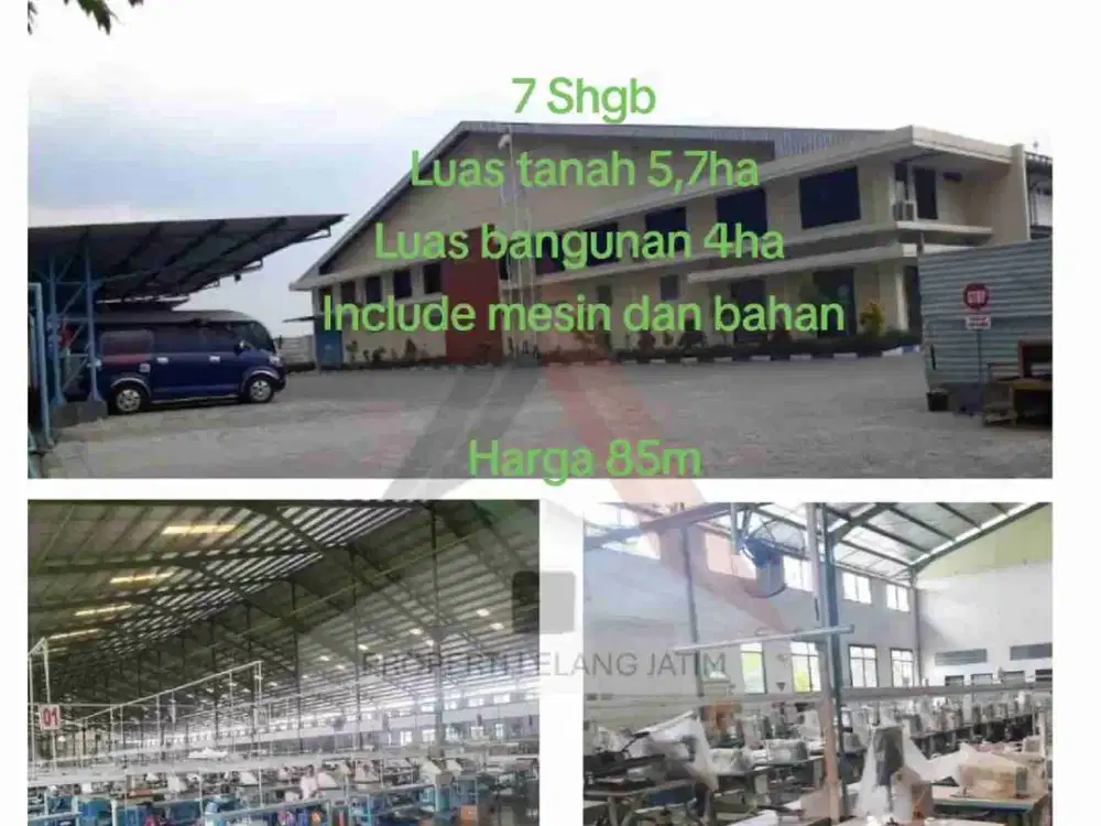 di jual eks industri gununggangsir pasuruan jawa timur