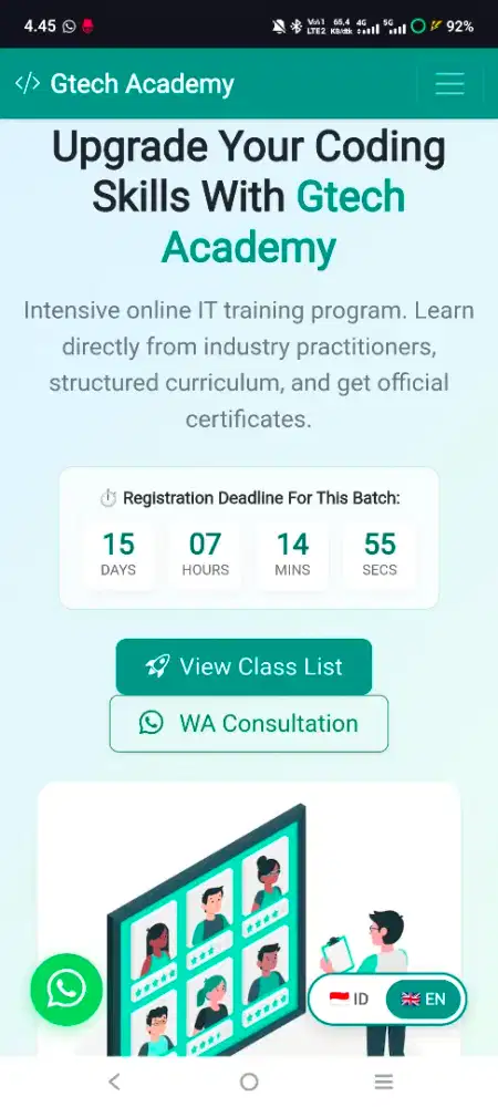 Pelatihan IT / Kursus Web Developer Online via Zoom (Gtech Academy)