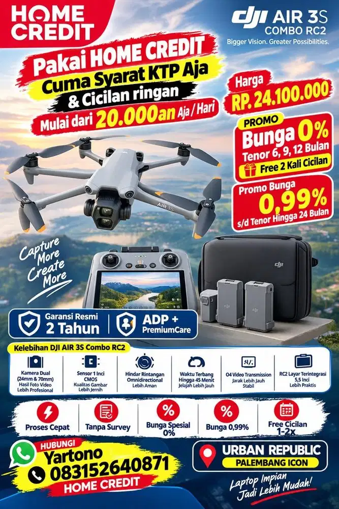 PROMO CICILAN DJI AIR 3S COMBO RC2