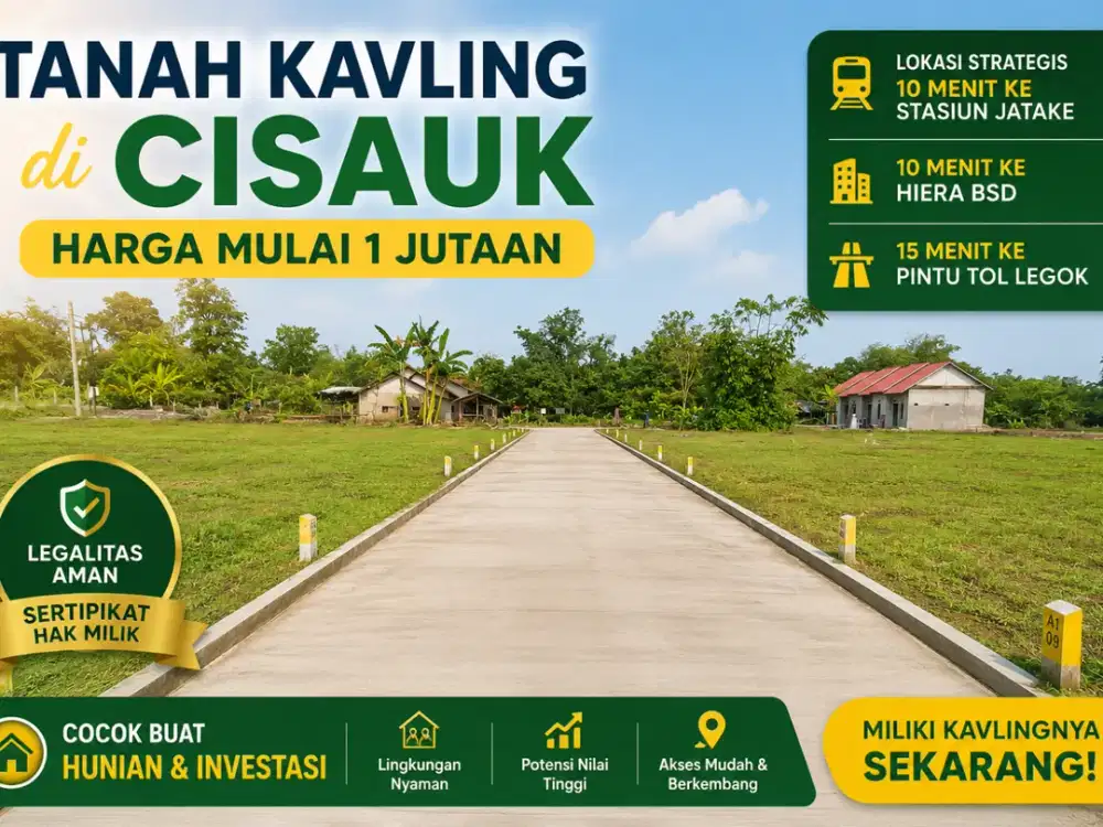 Kavling Murah di Cisauk 1 Jt-an, Hanya 10 Menit ke Stasiun Jatake, SHM