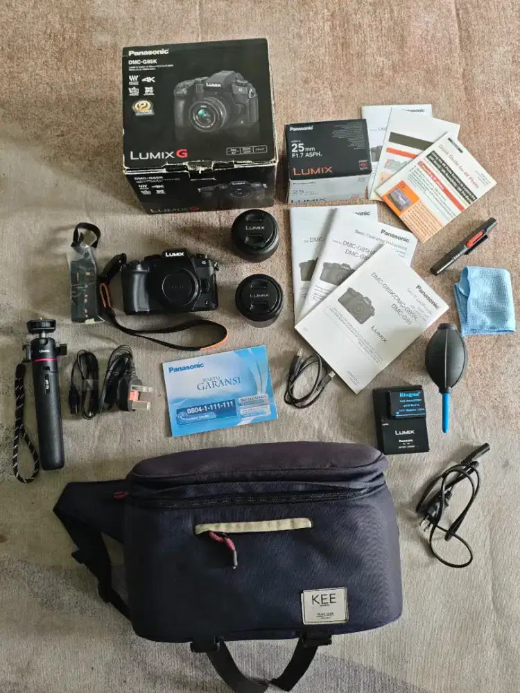Panasonic Lumix G85K kit fullset + lensa 25mm f1.7
