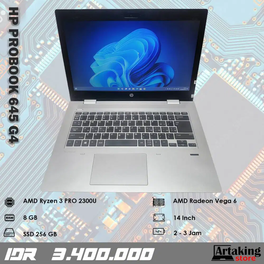 Hp Probook 645 G4 - Ryzen 3 Pro - Ram 8 GB - SSD 256 GB