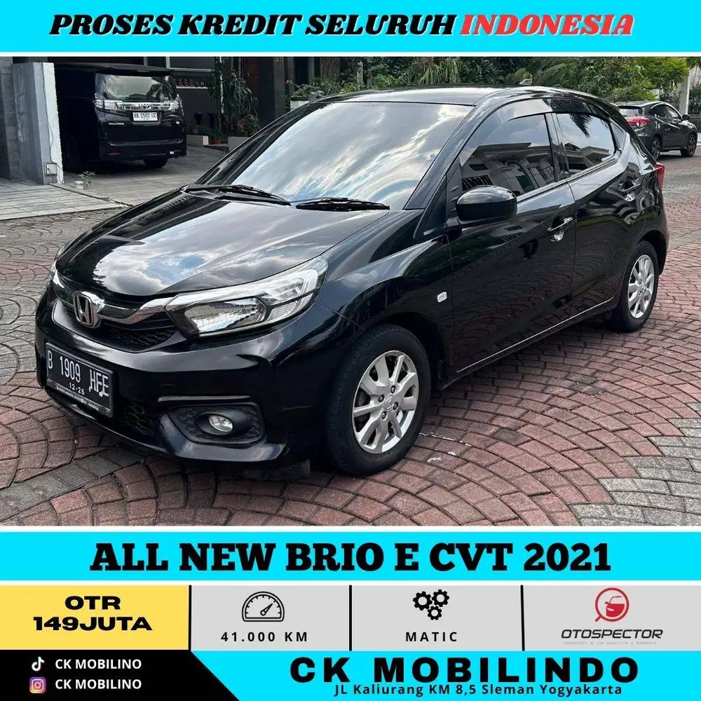 All New Brio E CVT 2021 HITAM TOP KONDISI ISTIMEWA KREDIT MURAH