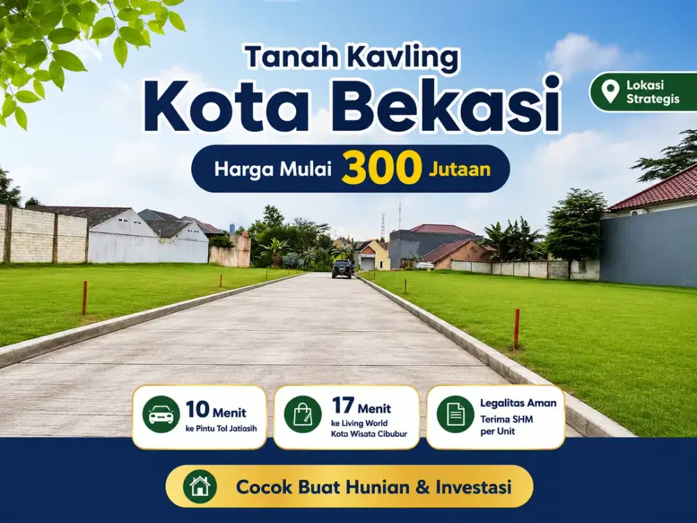Kavling Bekasi, 10 Menit ke Pintu Tol Jatiasih, SHM Terjamin