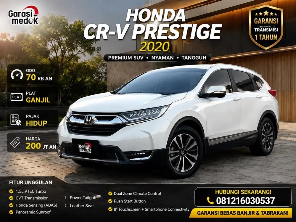 Honda CR-V CRV CR V Prestige Turbo 2020 Antik Low KM Murah Bekas Putih