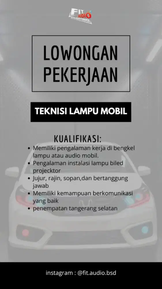 TEKNISI LAMPU MOBIL DAN AUDIO MOBIL