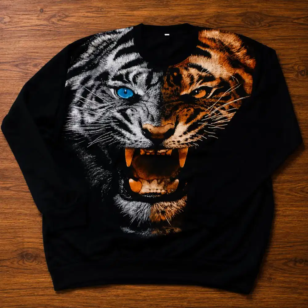 COD - Sweater Pria/Wanita Motif Kepala Harimau Ukuran XXL