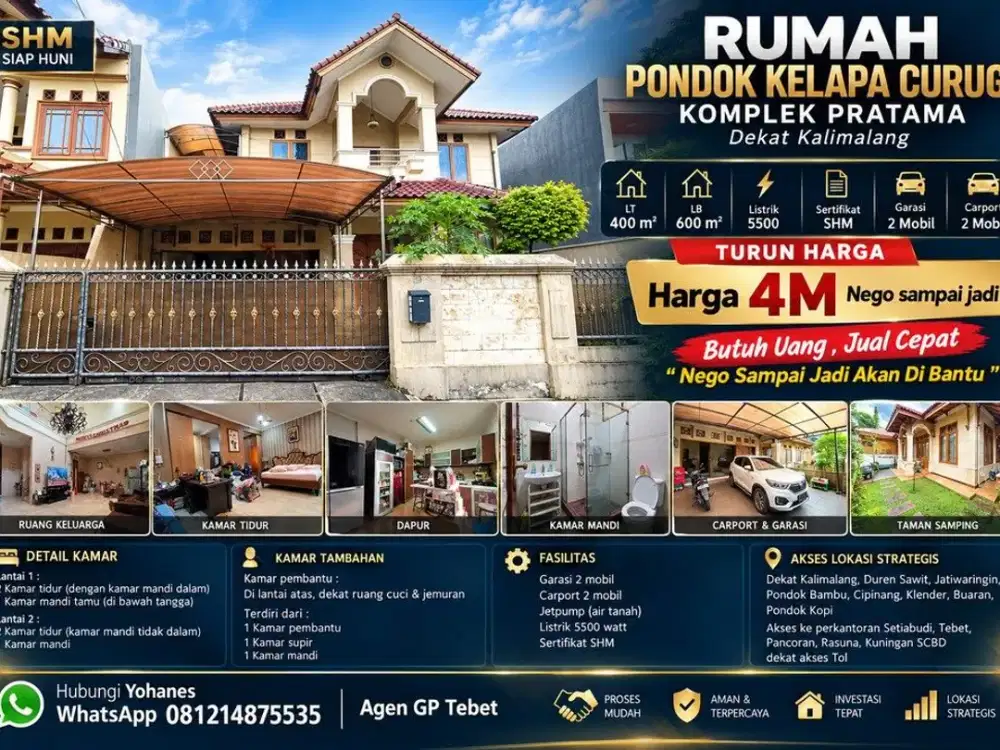 Rumah Pondok Kelapa Curug Komplek Pratama Dekat Kalimalang
