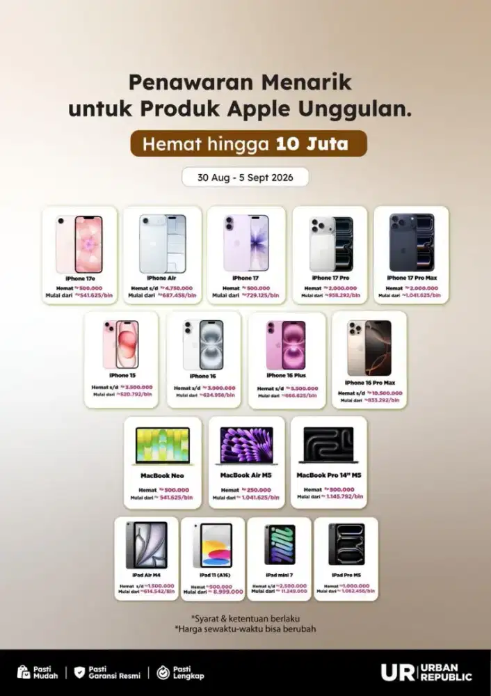 IPHONE GARANSI RESMI, BISA CICILAN SYARAT KTP BUNGA 0%