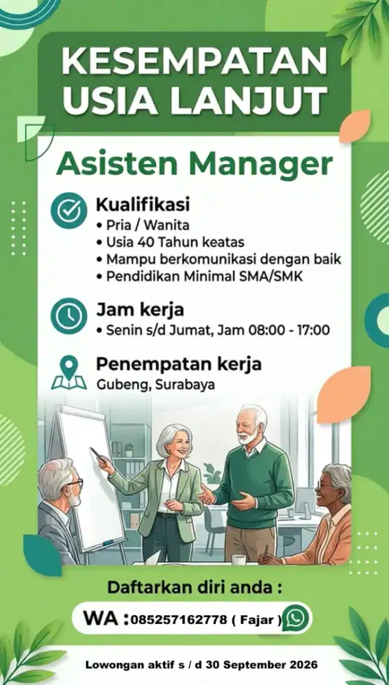 Lowongan Asisten Manager