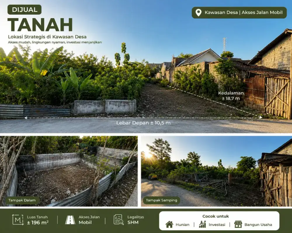 DIJUAL CEPAT ! Tanah SHM Di Dalam Kampung Dekat Sungai