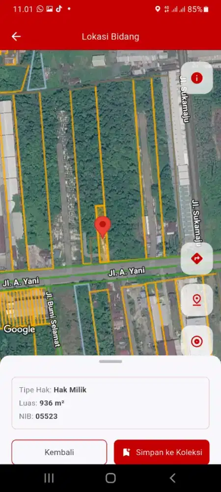 Tanah dijual di Jl. A. Yani Km. 22,3 Banjarbaru