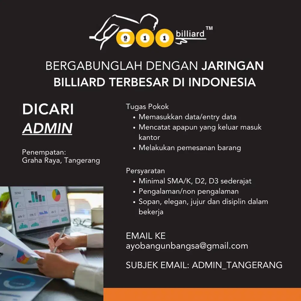 Lowongan Admin 911 Billiard