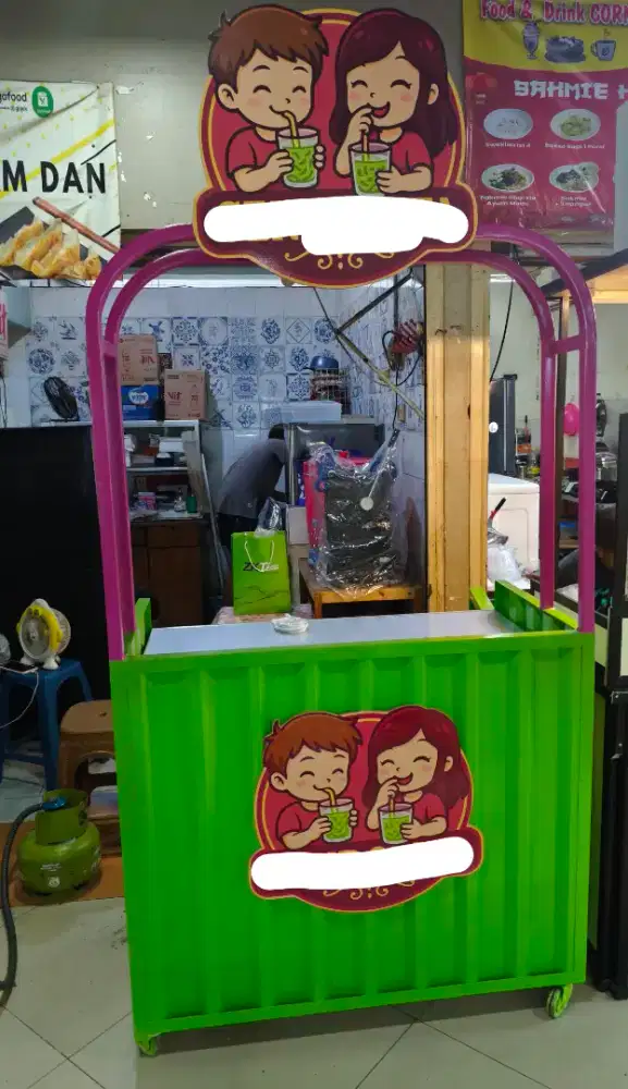 Dijual Gerobak / Booth Ex Dagang Minuman bahan Spandex Premium kokoh
