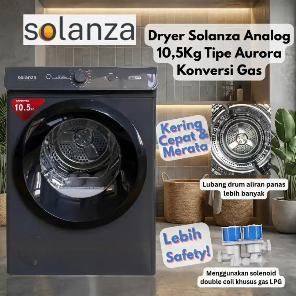 Dryer Mesin Pengering Laundry Konversi Gas Solanza 10,5KG Baru Garansi