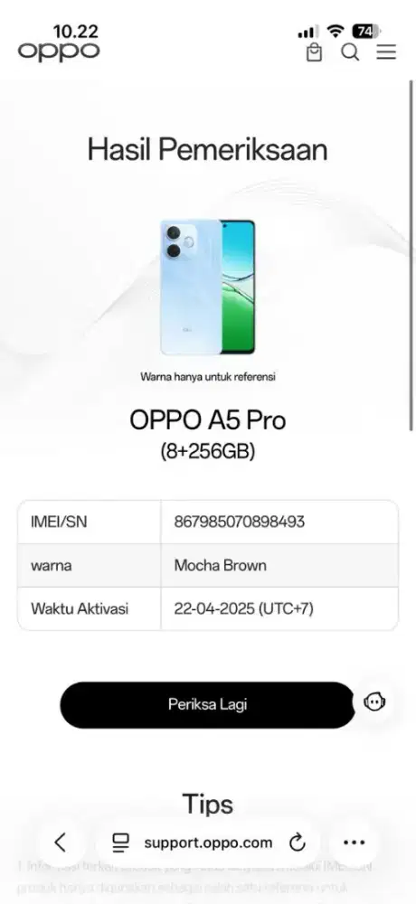 Jual hp likenew Oppo A5 Pro 8/256 istimewa grns panjang free case