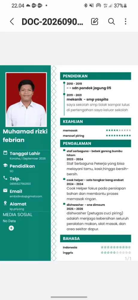 bismillah mau cari loker semoga dapet aminnn