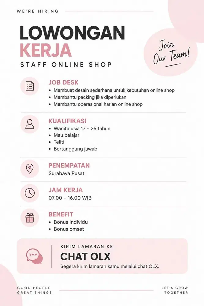 Lowongan Kerja Online Shop Surabaya Pusat