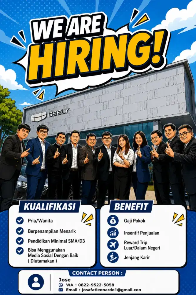 Lowongan Sales Lapangan / Counter Geely